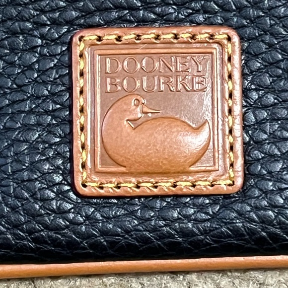 Dooney & Bourke Black and Tan Pebbled Leather Wristlet - Picture 2 of 4